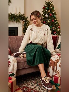 Vintage Holiday Oxford Red and Green Plaid Keds with Gold and Cream Ribbon Laces